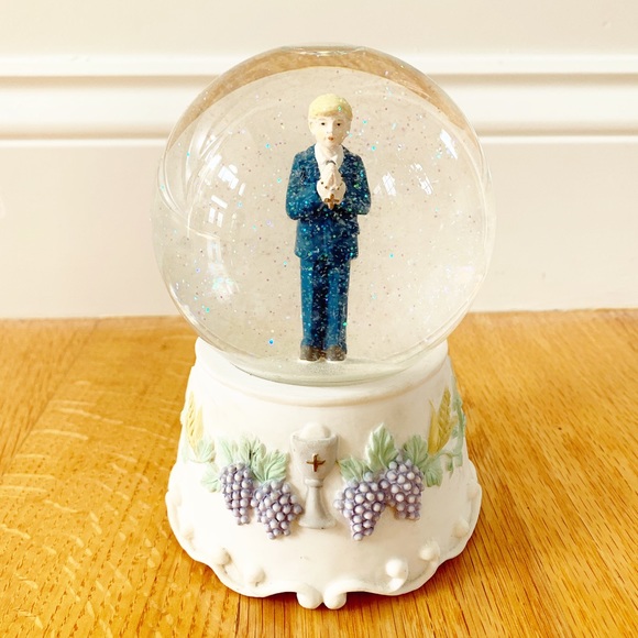 Vintage Accents Vintage Boys First Communion Ceramic Snow Globe